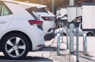 Parking lot with EV charging stations 