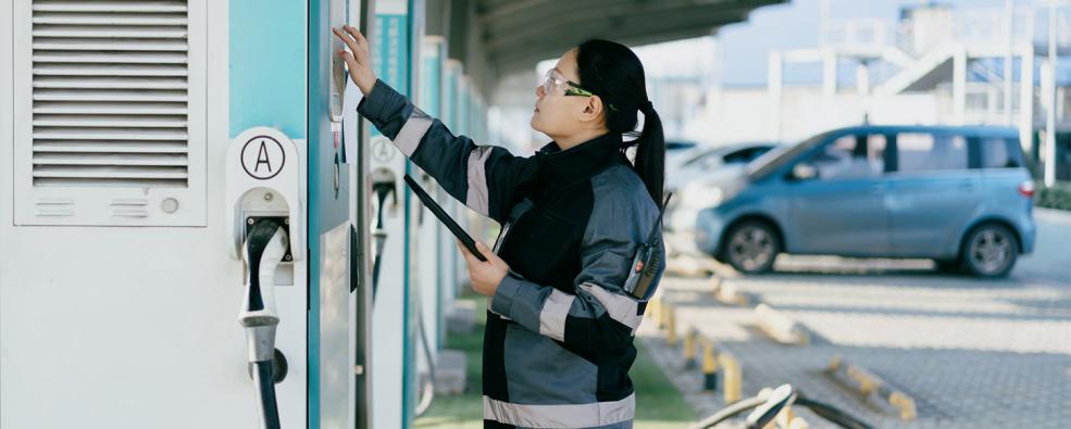 EV technician service a charging station